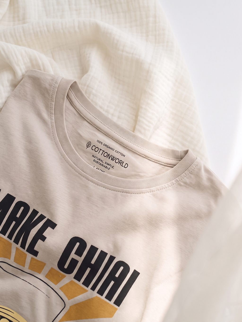 Men's 100% Organic Cotton Regular Fit Tshirt Sand