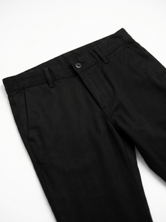 Men's Black Cotton Linen Slim Fit Pant
