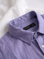 Men's Lilac 100% Linen Regular Fit Shirt