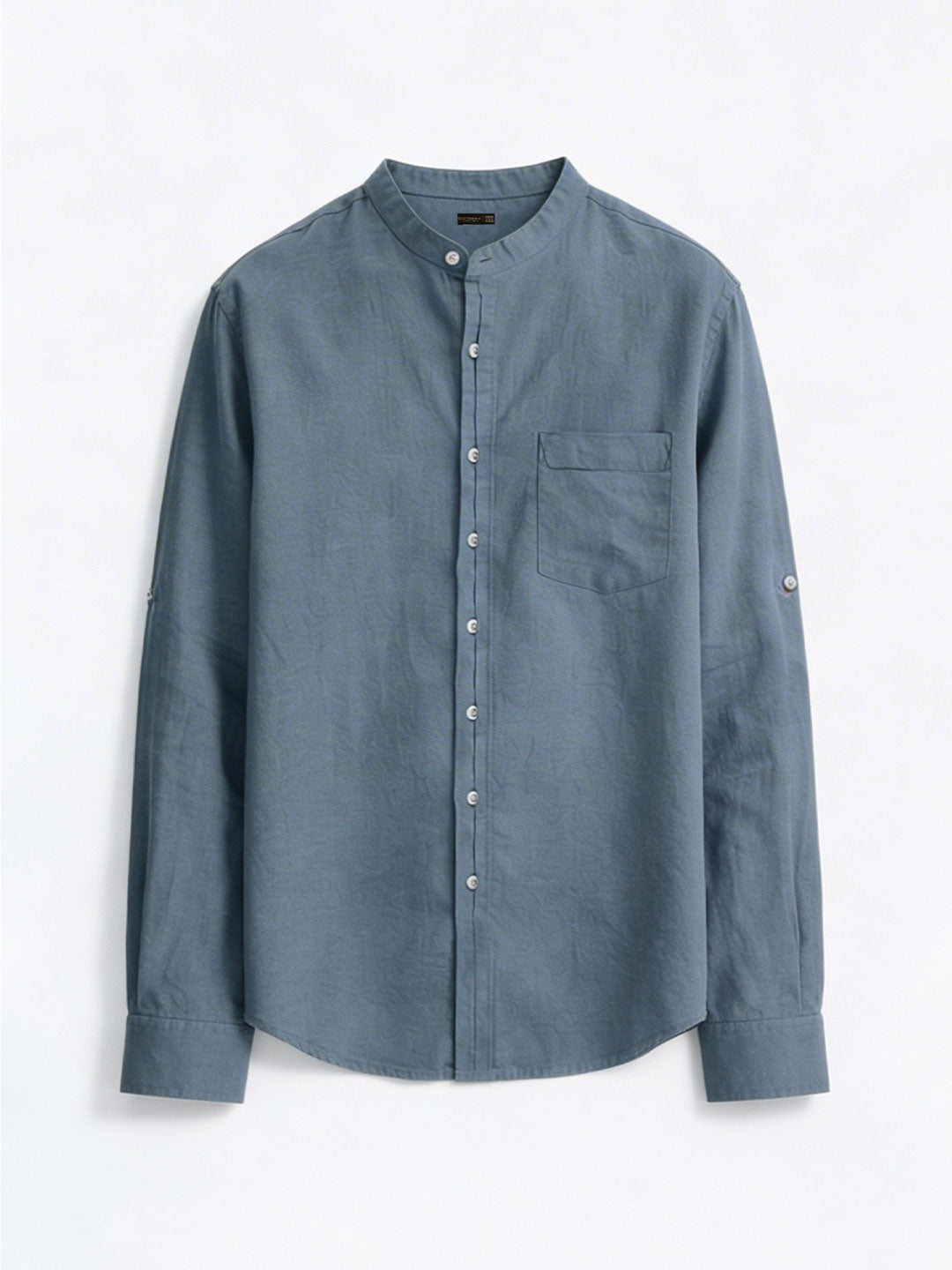Men's Blue Linen Cotton Regular Fit Shirt