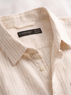 Men's Offwhite Linen Lyocell Regular Fit Shirt