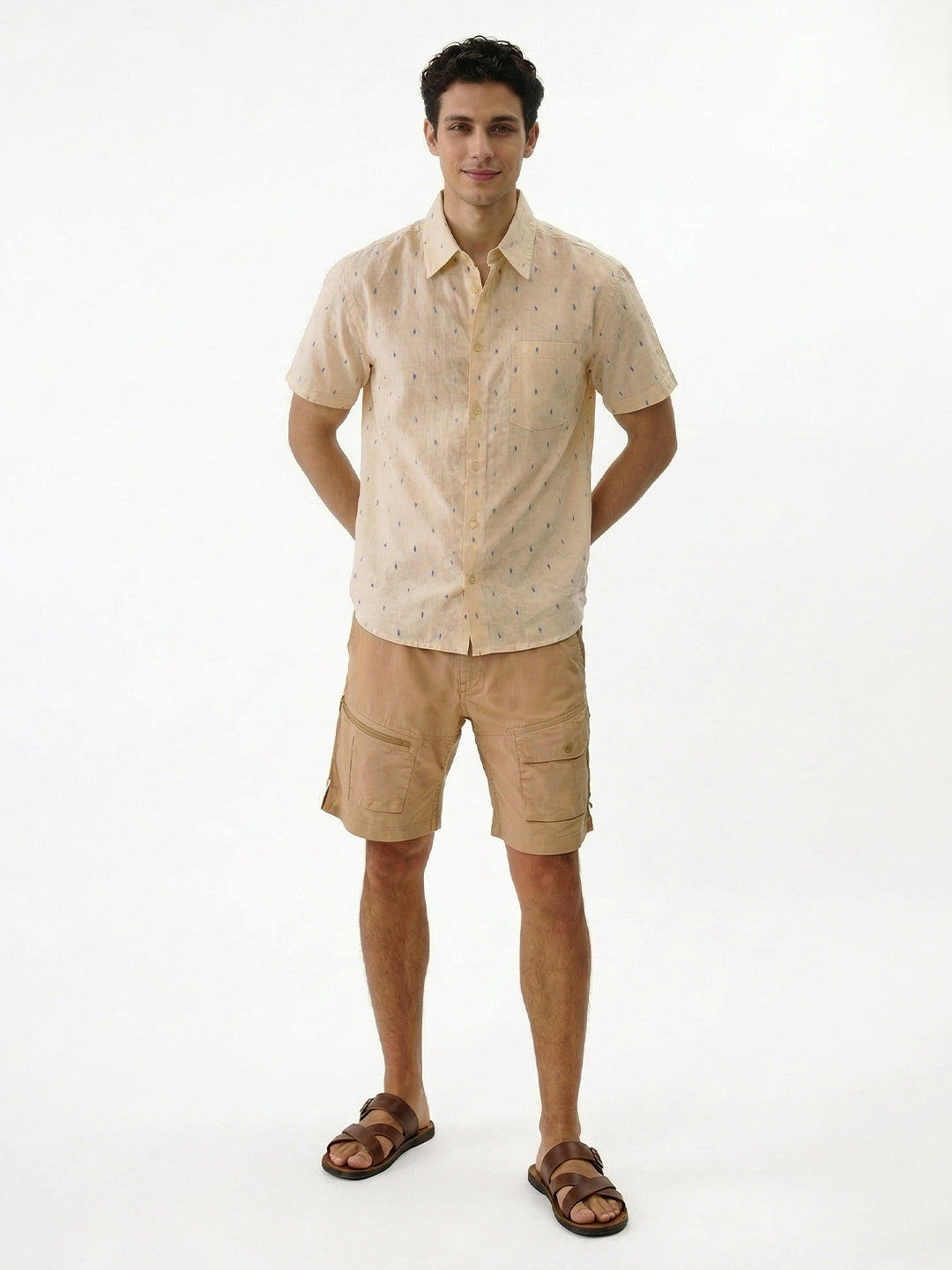Men's Offwhite Cotton Polyester Loose Fit Shirt