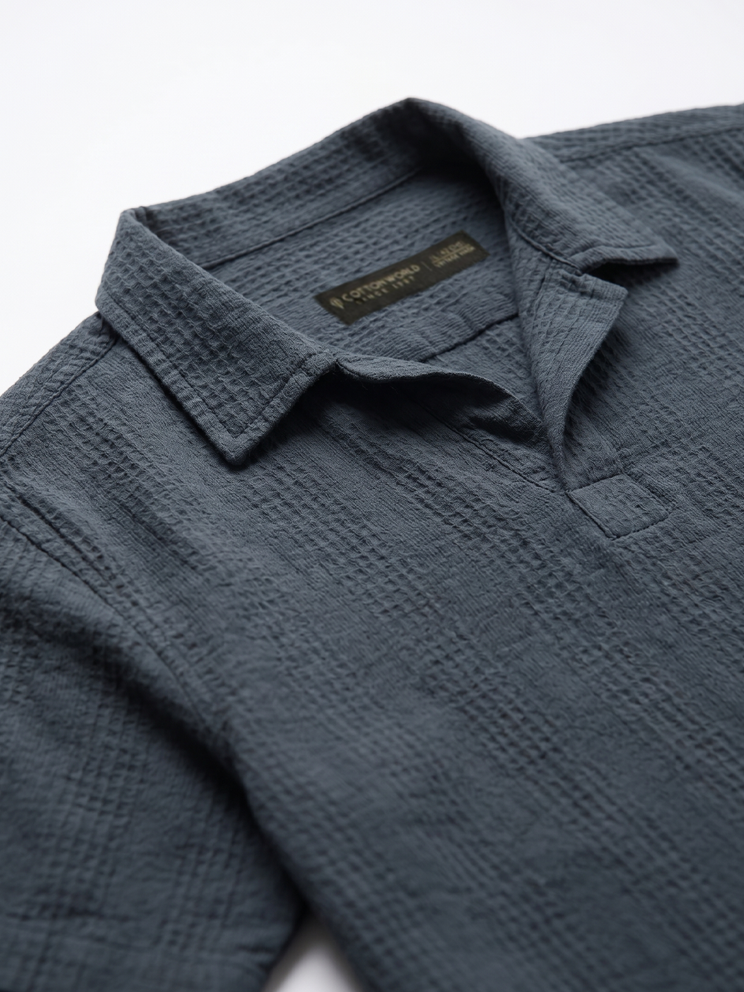 Men's Navy Cotton Viscose Regular Fit Shirt