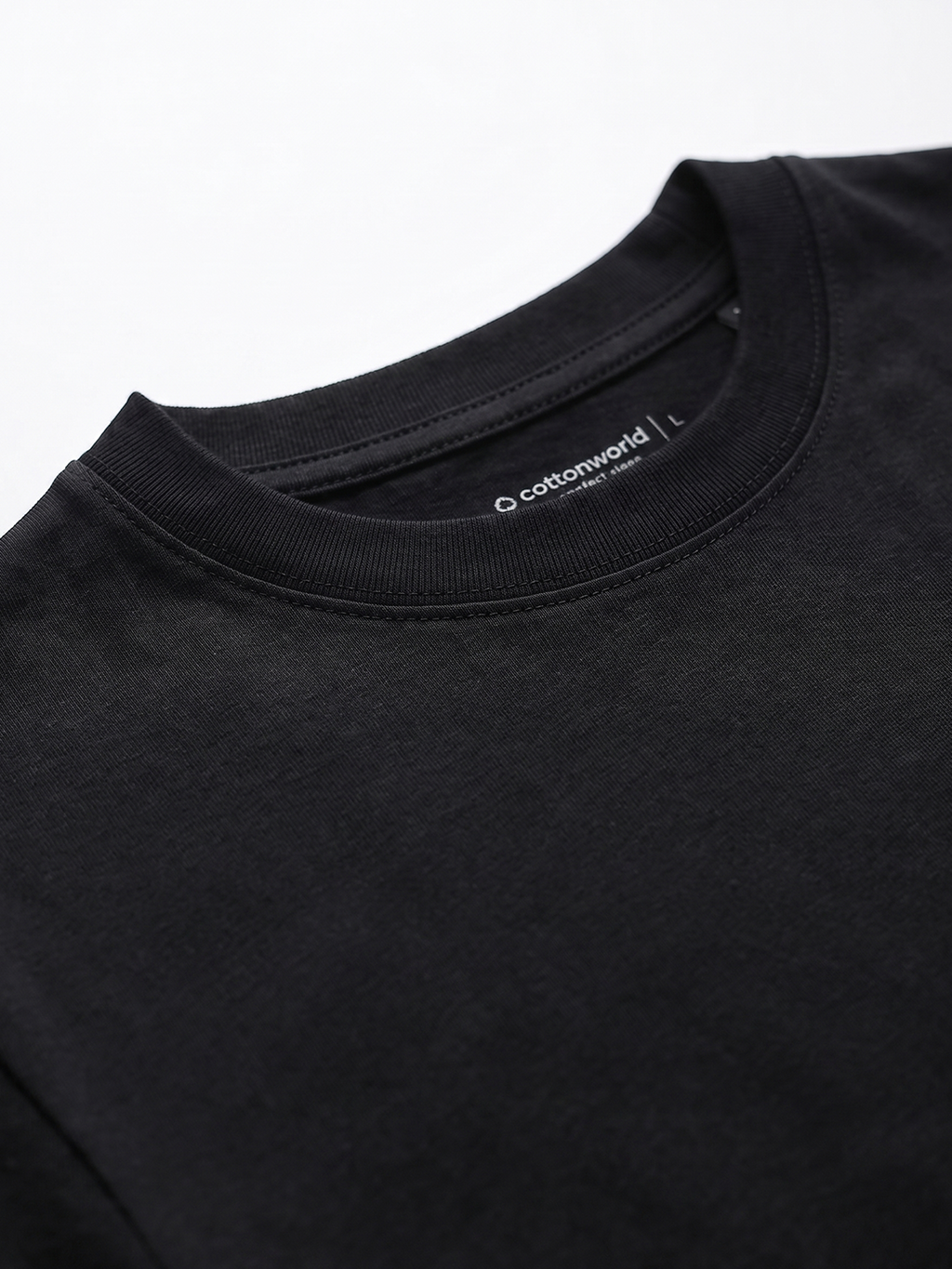 Men's Black Cotton Elastane Slim Fit Tshirt