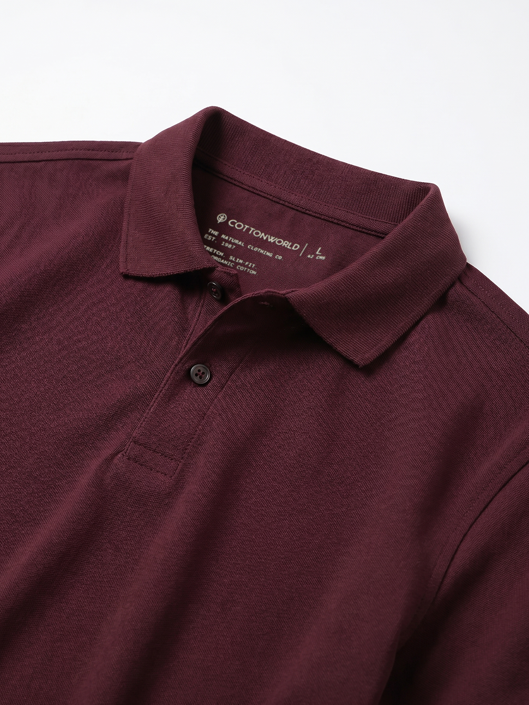Men's Wine Cotton Elastane Slim Fit Tshirt