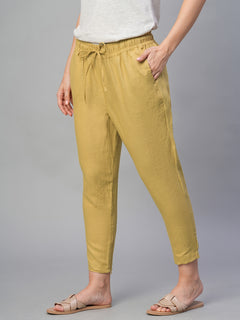 Women’s Linen Slim Fit Pant Mustard