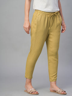 Women’s Linen Slim Fit Pant Mustard