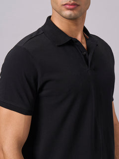 Men’s Organic Cotton Regular Fit Polo T-Shirt Black