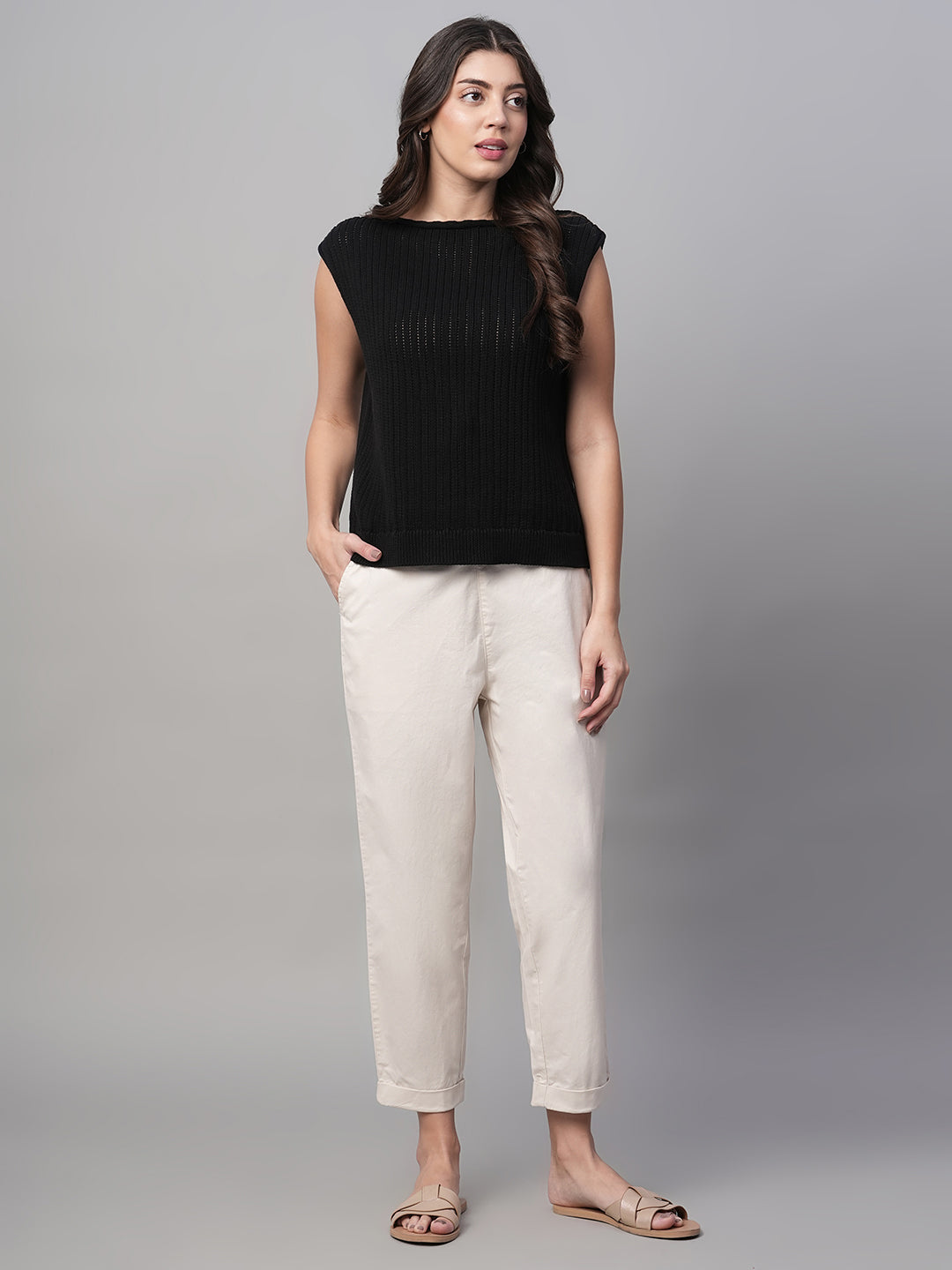 Women's Natural Cotton Lycra Regular Fit Pant