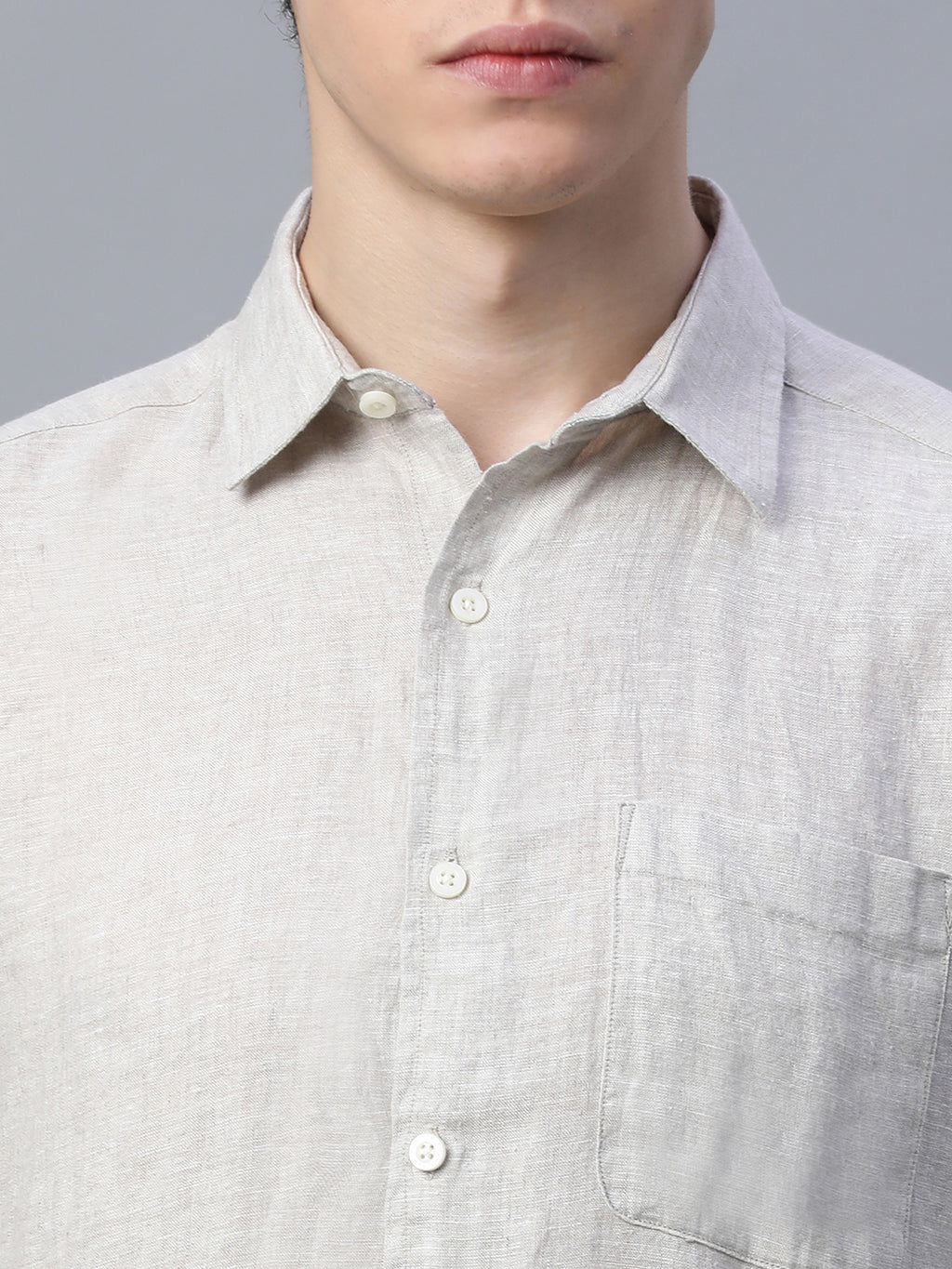 Men's Natural 100% Linen Regular Fit Shirt