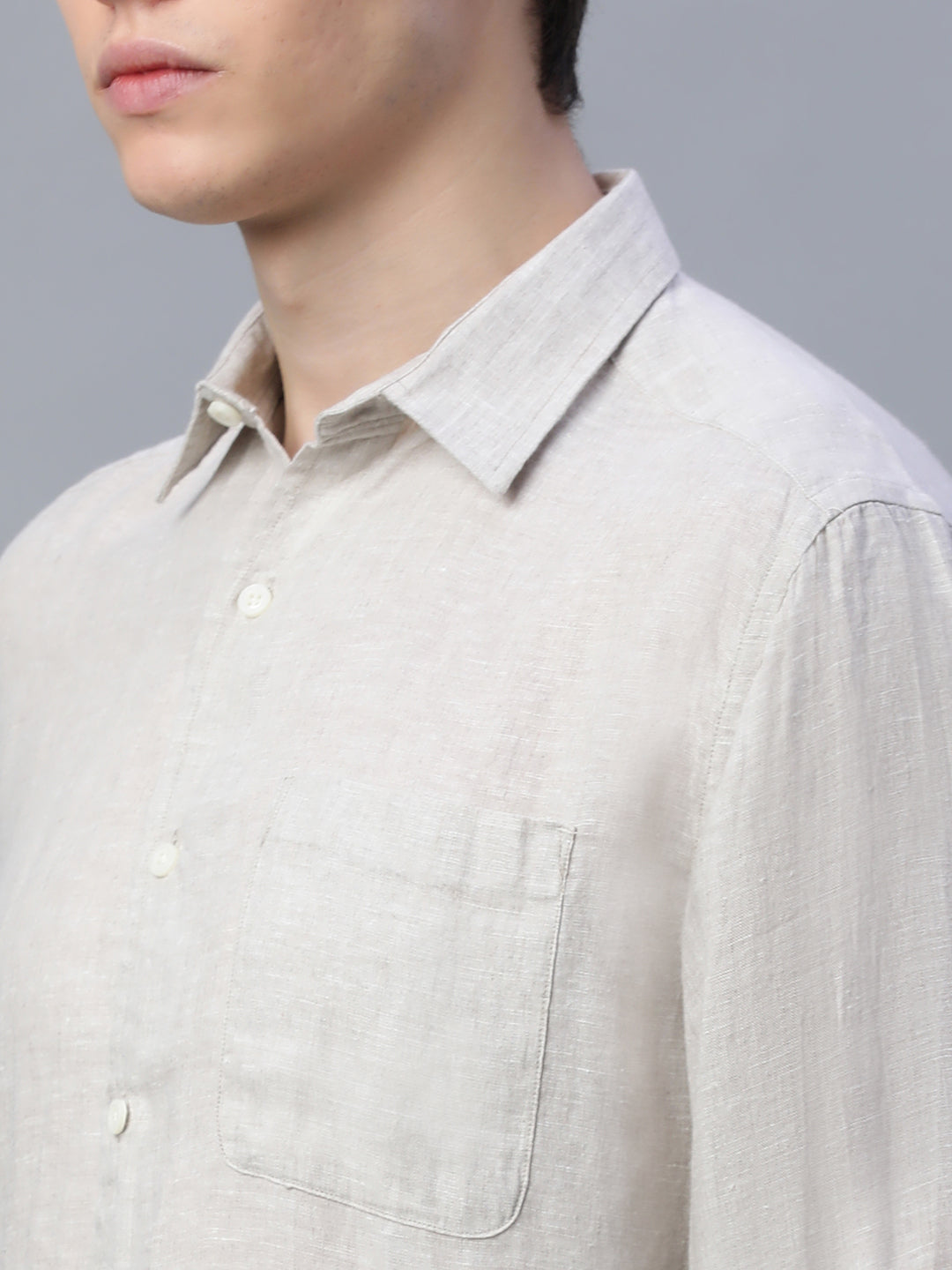 Men's Natural 100% Linen Regular Fit Shirt