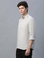 Men's Natural 100% Linen Regular Fit Shirt
