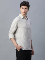 Men's Natural 100% Linen Regular Fit Shirt