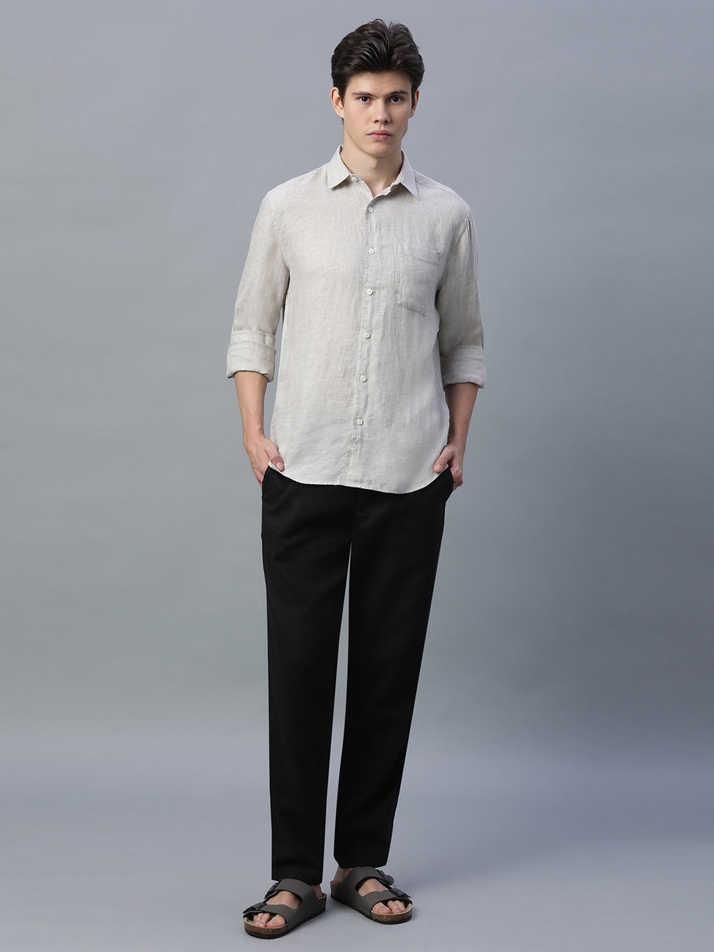 Men's Natural 100% Linen Regular Fit Shirt