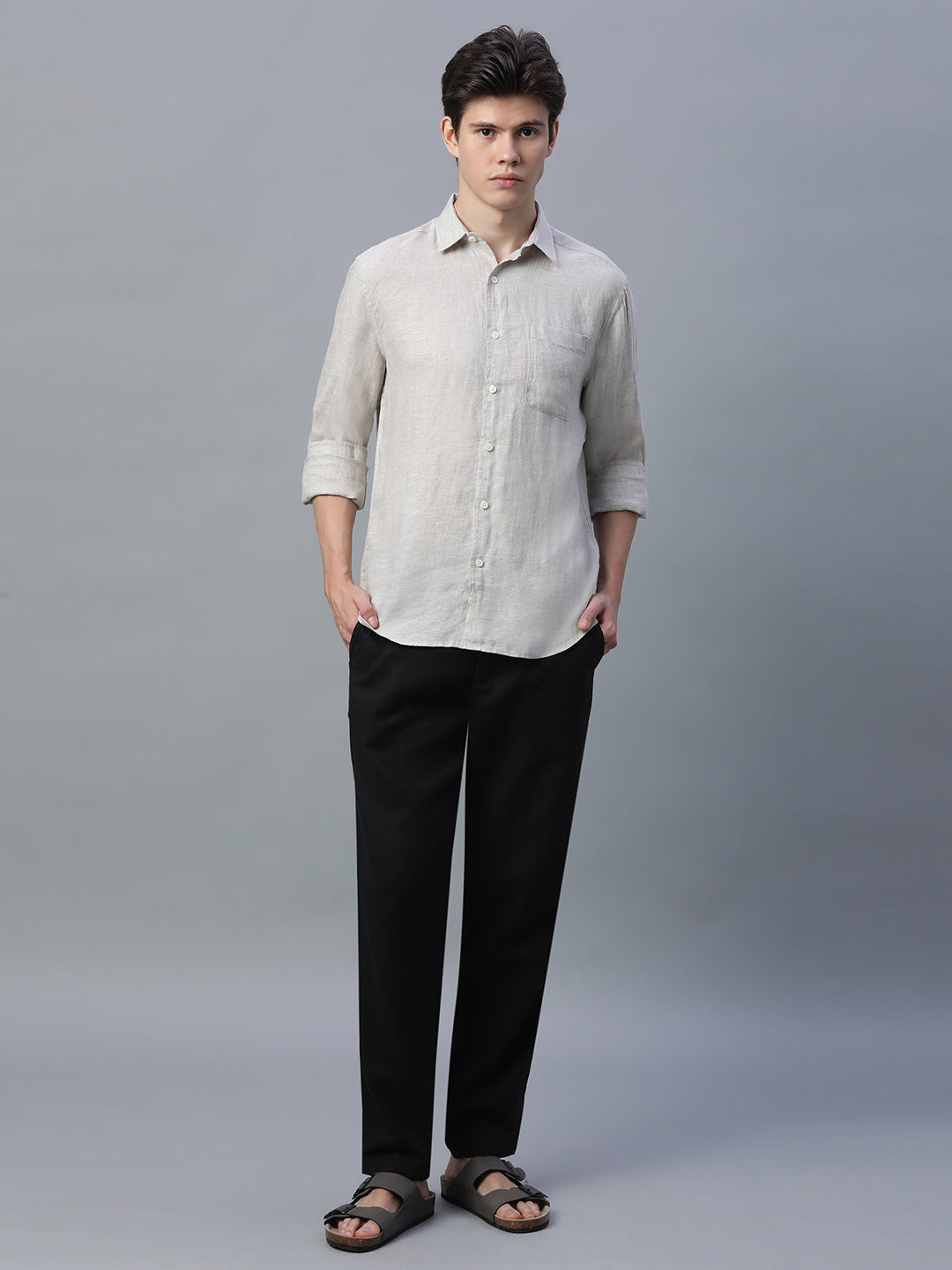 Men's Natural 100% Linen Regular Fit Shirt