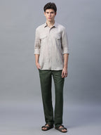 Men's Green Linen Excel Regular Fit Pant
