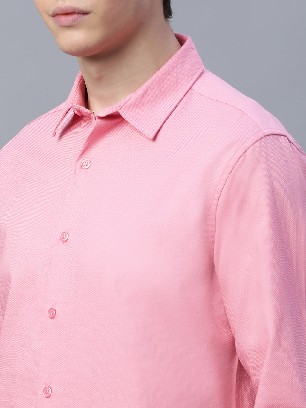 Men's Pink 100% Cotton Slim Fit Shirt