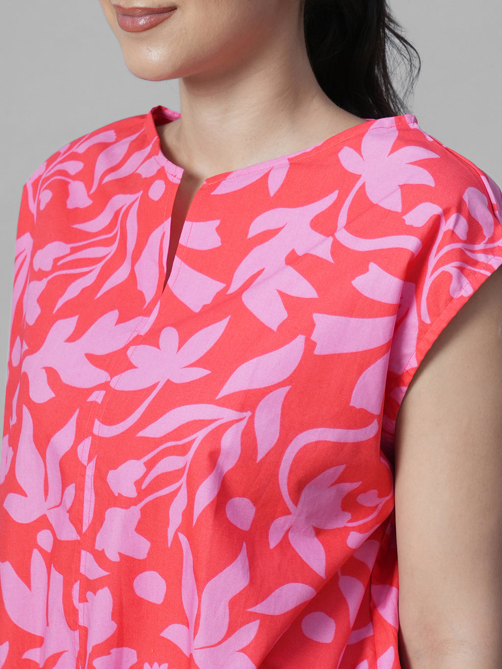 Women's Pink 100% Cotton Regular Fit Blouse