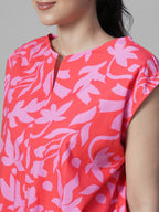 Women's Pink 100% Cotton Regular Fit Blouse