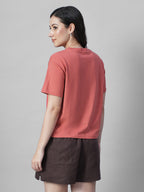 Women's Red 100% Organic Cotton Regular Fit Tshirt