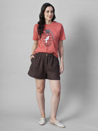 Women's Red 100% Organic Cotton Regular Fit Tshirt