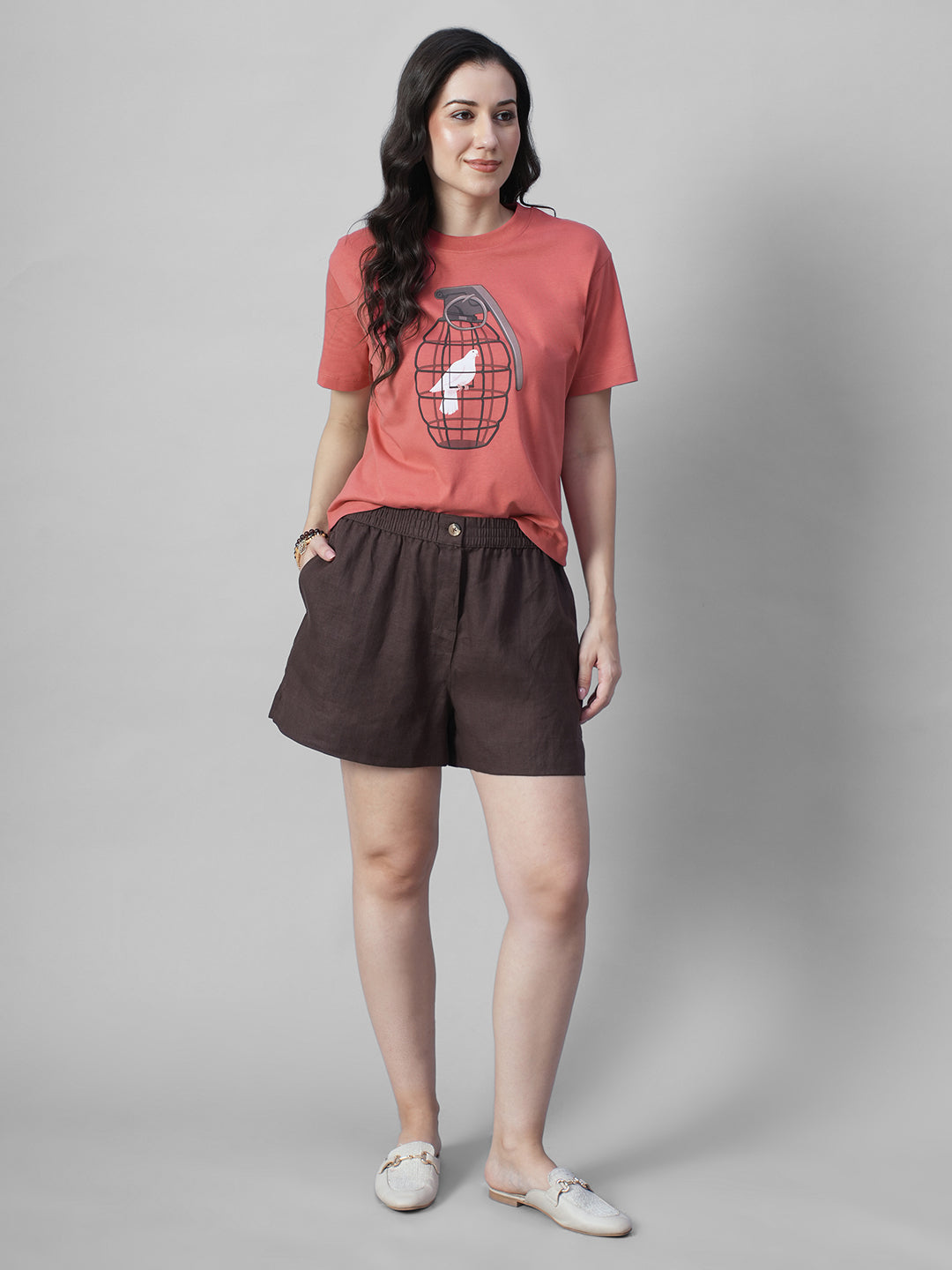 Women's Red 100% Organic Cotton Regular Fit Tshirt