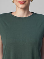 Women's Green 100% Organic Cotton Regular Fit Knit Dress