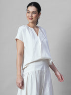 Women's Offwhite 100% Cotton Regular Fit Blouse