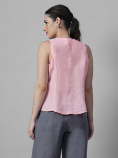 Women's Rose 100% Linen Regular Fit Blouse