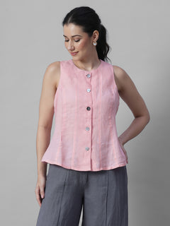 Women's Rose 100% Linen Regular Fit Blouse