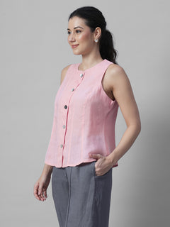 Women's Rose 100% Linen Regular Fit Blouse