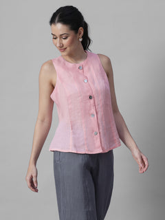 Women's Rose 100% Linen Regular Fit Blouse