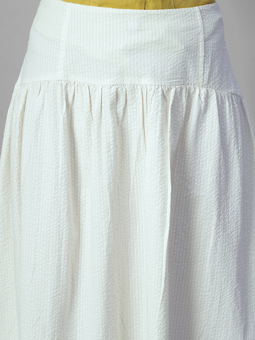 Women's Offwhite 100% Cotton Regular Fit Skirt
