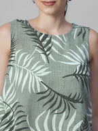 Women's Sage Linen Viscose Regular Fit Dress
