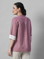 Women's Peach Linen Cotton Regular Fit Blouse
