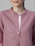 Women's Peach Linen Cotton Regular Fit Blouse