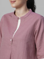Women's Peach Linen Cotton Regular Fit Blouse