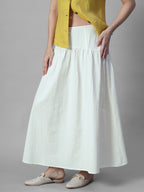 Women's Offwhite 100% Cotton Regular Fit Skirt