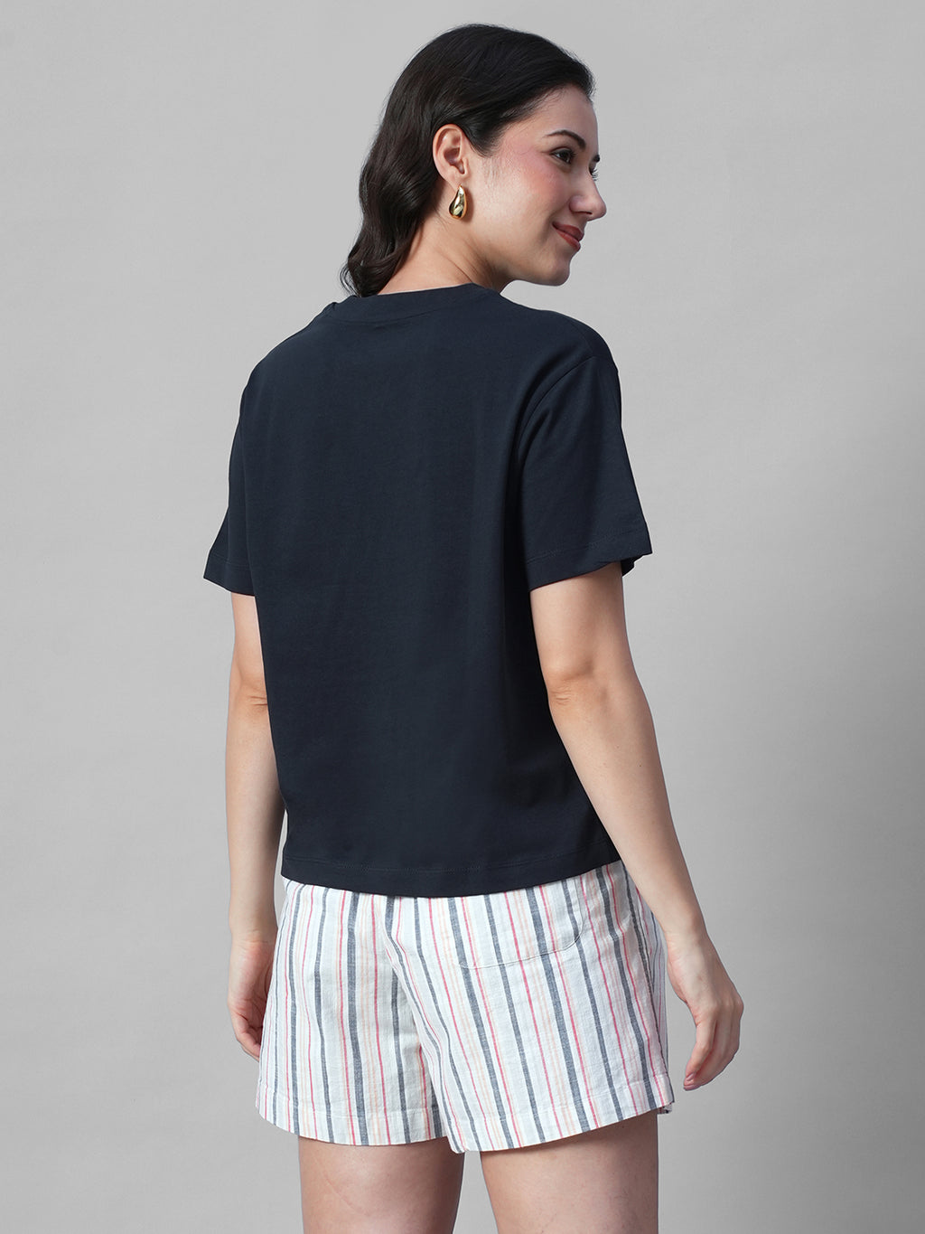 Women's Navy 100% Organic Cotton Regular Fit Tshirt