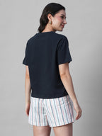Women's Navy 100% Organic Cotton Regular Fit Tshirt