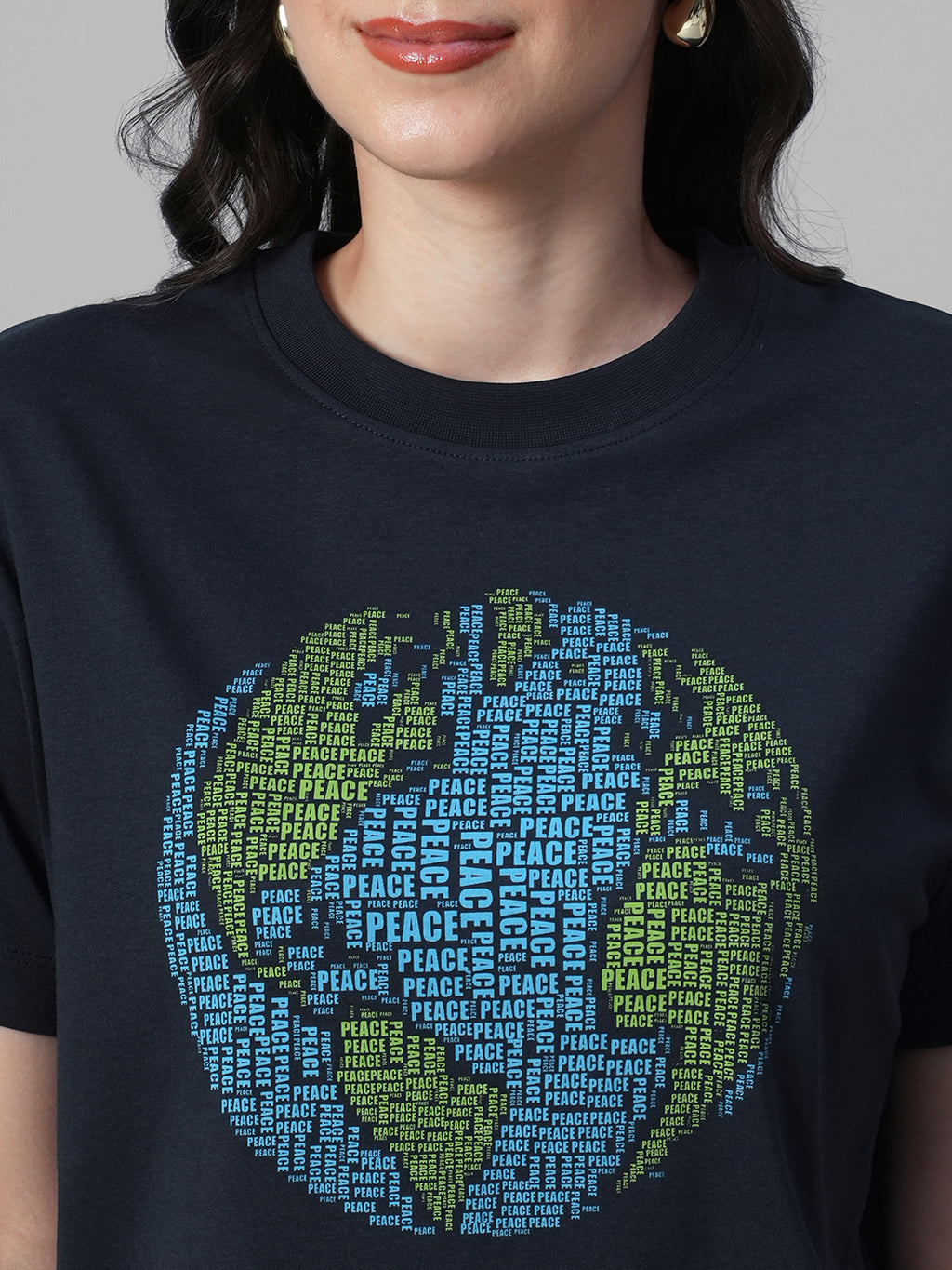 Women's Navy 100% Organic Cotton Regular Fit Tshirt