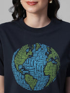 Women's Navy 100% Organic Cotton Regular Fit Tshirt