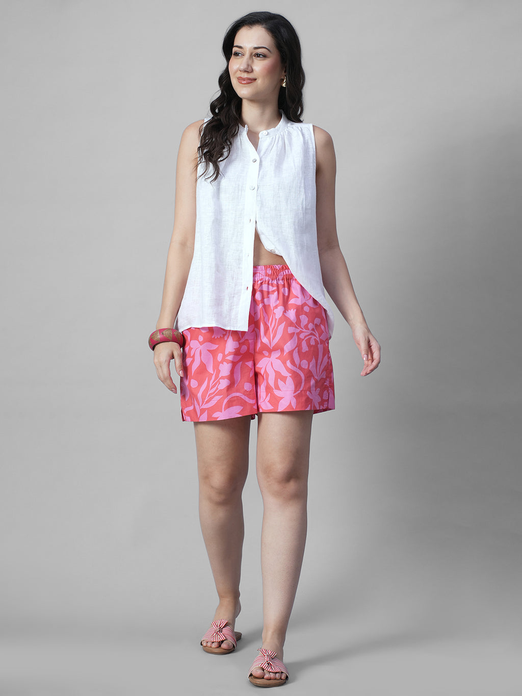 Women's White 100% Linen Regular Fit Blouse