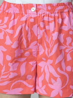 Women's Pink 100% Cotton Regular Fit Shorts