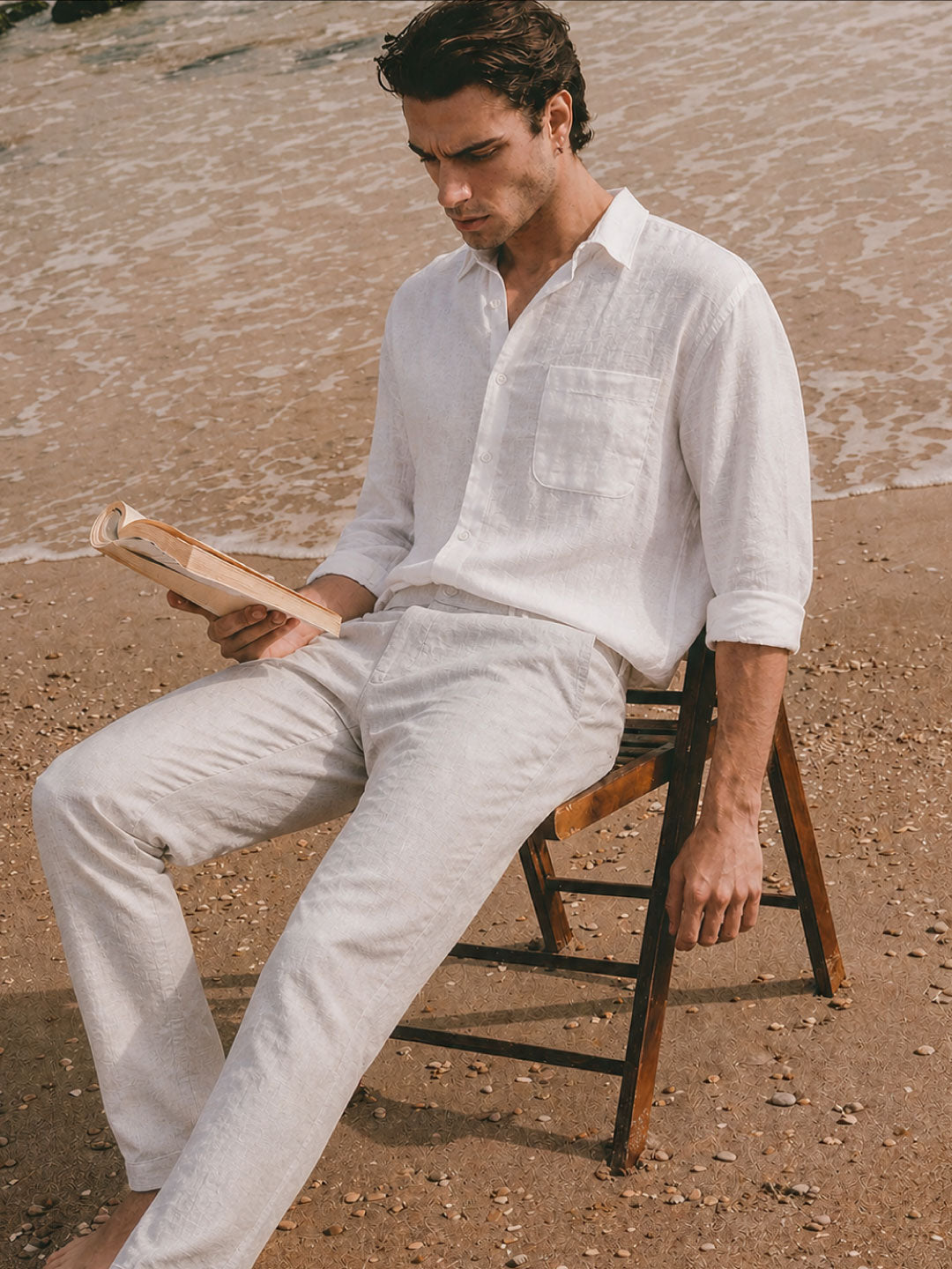 Men's Natural Linen Excel Regular Fit Pant