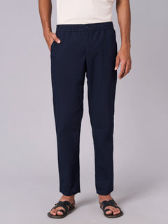 Men’s Cotton Linen Regular Fit Pant Navy