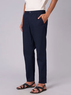 Men’s Cotton Linen Regular Fit Pant Navy