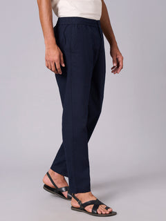 Men’s Cotton Linen Regular Fit Pant Navy