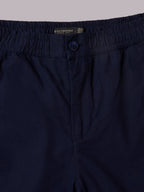 Men's Navy Cotton Linen Regular Fit Pant