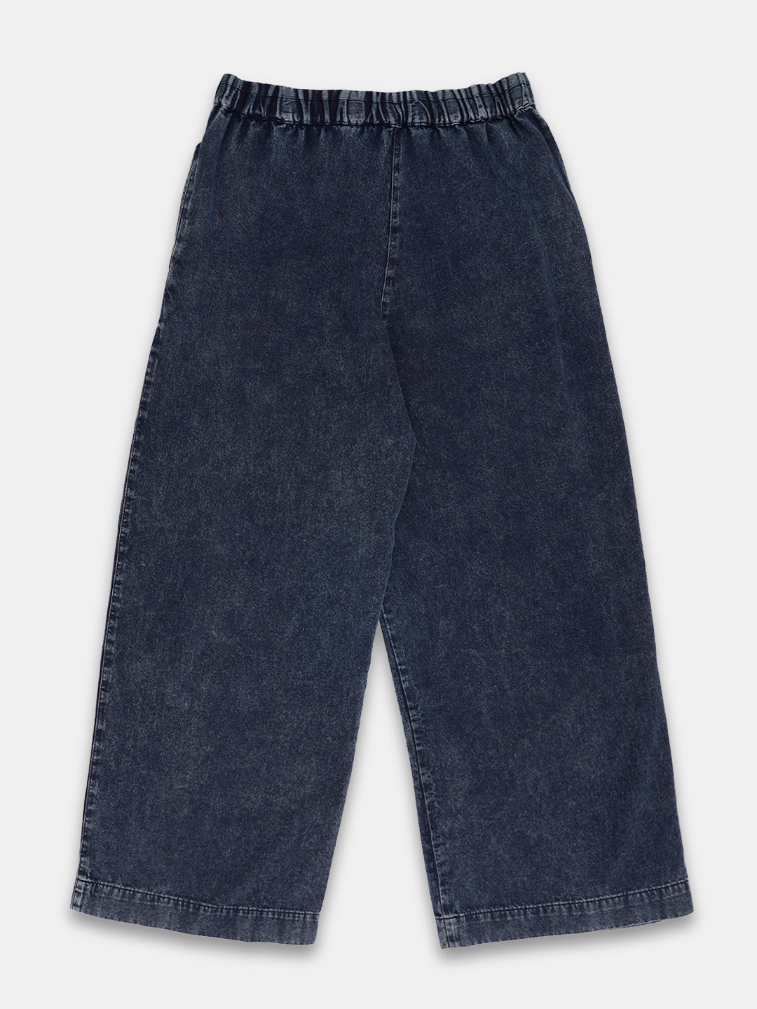 Women's Denim Blue 100% Cotton Straight Fit Pant